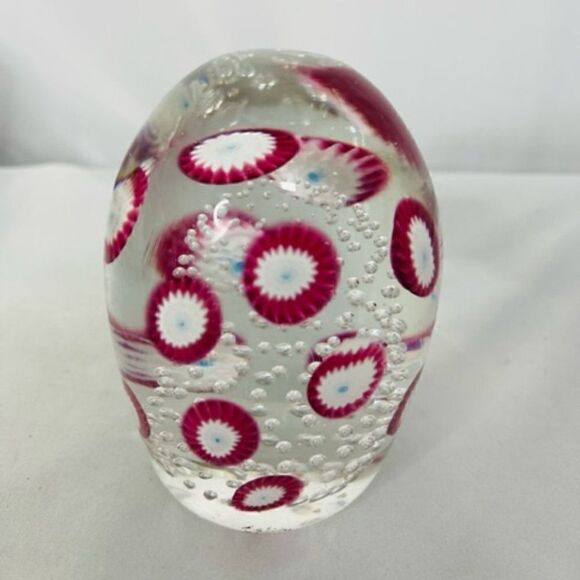 Glass millefiori And Controlled Bubble Paperweight Egg Shape 4" Very Good condit - Picture 1 of 6